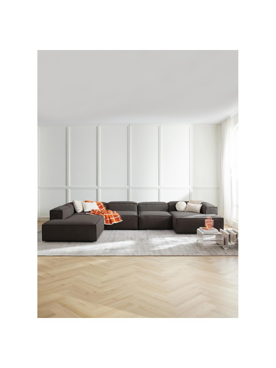 Sofá rinconera modular Lennon, Tapizado: 100% poliéster Alta resis, Estructura: madera contrachapada de p, Patas: plástico, Tejido gris antracita, An 418 x F 269 cm, chaise longue izquierda