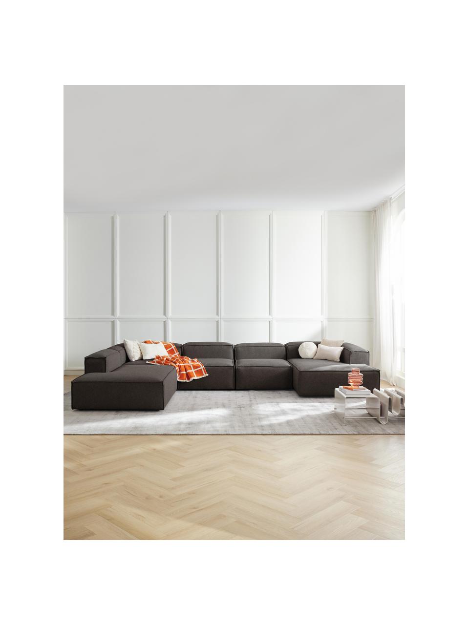 Sofá rinconera modular Lennon, Tapizado: 100% poliéster Alta resis, Estructura: madera contrachapada de p, Patas: plástico Este producto es, Tejido gris antracita, An 418 x F 269 cm, chaise longue izquierda