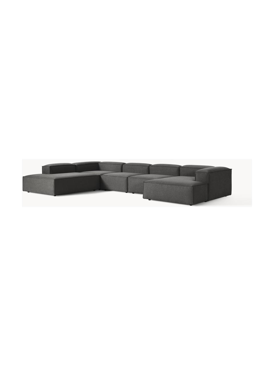 Sofá rinconera modular Lennon, Tapizado: 100% poliéster Alta resis, Estructura: madera contrachapada de p, Patas: plástico Este producto es, Tejido gris antracita, An 418 x F 269 cm, chaise longue izquierda