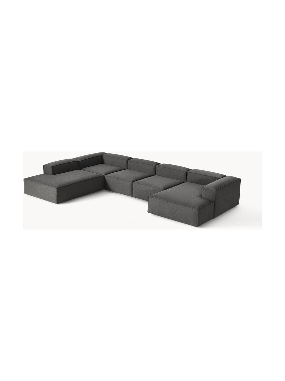 Sofa modułowa Lennon, Tapicerka: 100% poliester Dzięki tka, Stelaż: lite drewno sosnowe, skle, Nogi: tworzywo sztuczne Ten pro, Antracytowa tkanina, S 418 x G 269 cm,  lewostronna