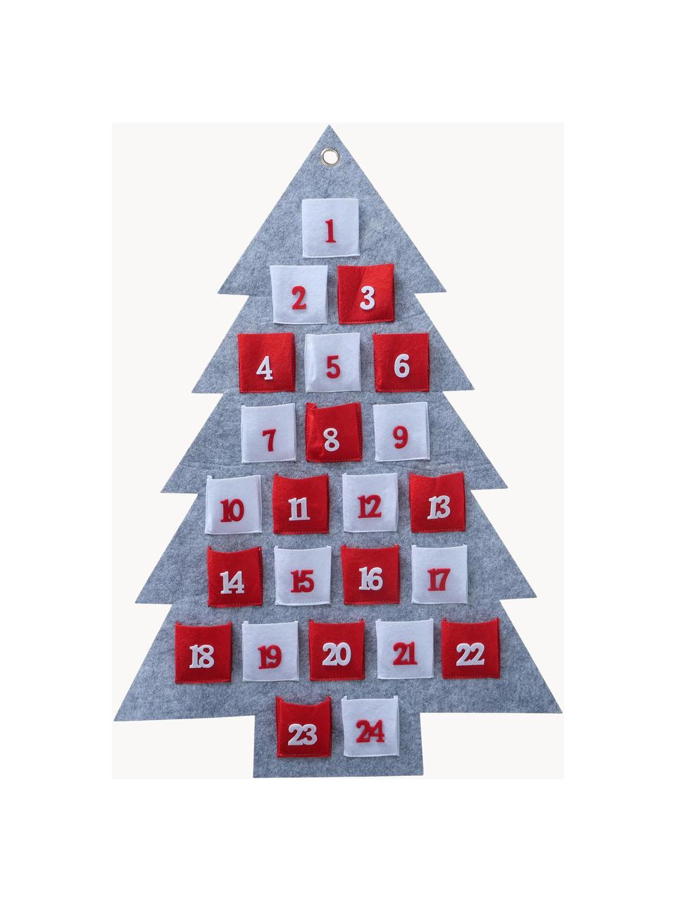 Adventný kalendár Vivet, Plsť, Sivá, červená, biela, Š 47 x V 70 cm