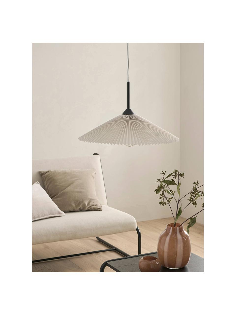 Lampada grande a sospensione Kate, Paralume: tessuto, Baldacchino: metallo rivestito, Beige chiaro, Ø 60 x Alt. 35 cm