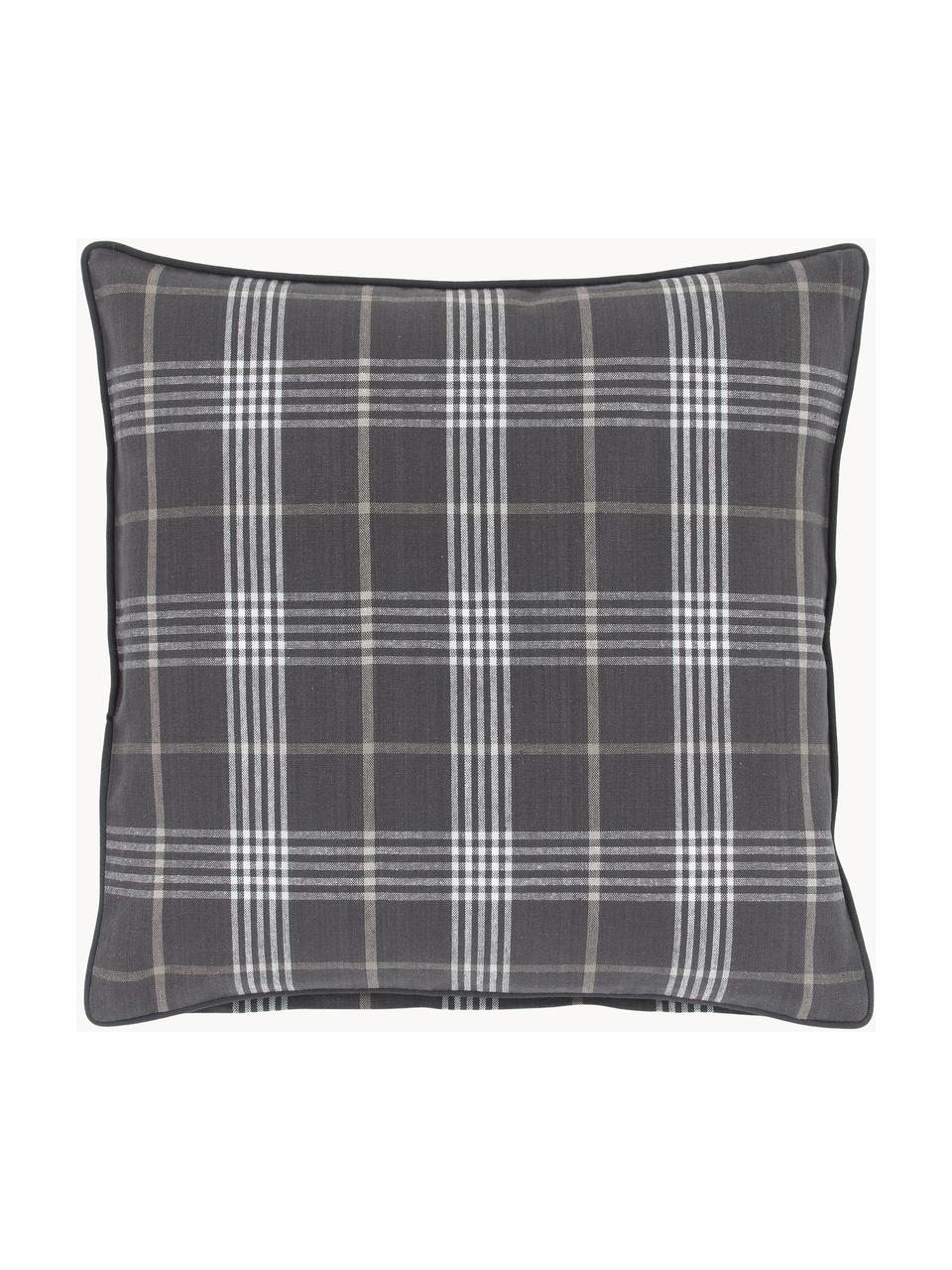 Housse de coussin 45x45 à carreaux Stirling, 100 % coton, Gris foncé, larg. 45 x long. 45 cm