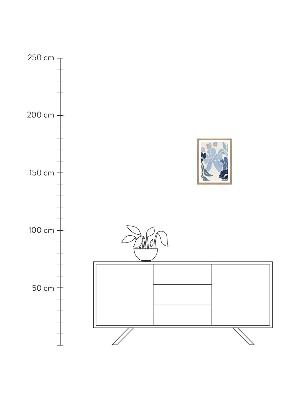 Zarámovaný digitální tisk This Season 2, Tlumeně bílá, odstíny modré, levandule, Š 30 cm, V 40 cm