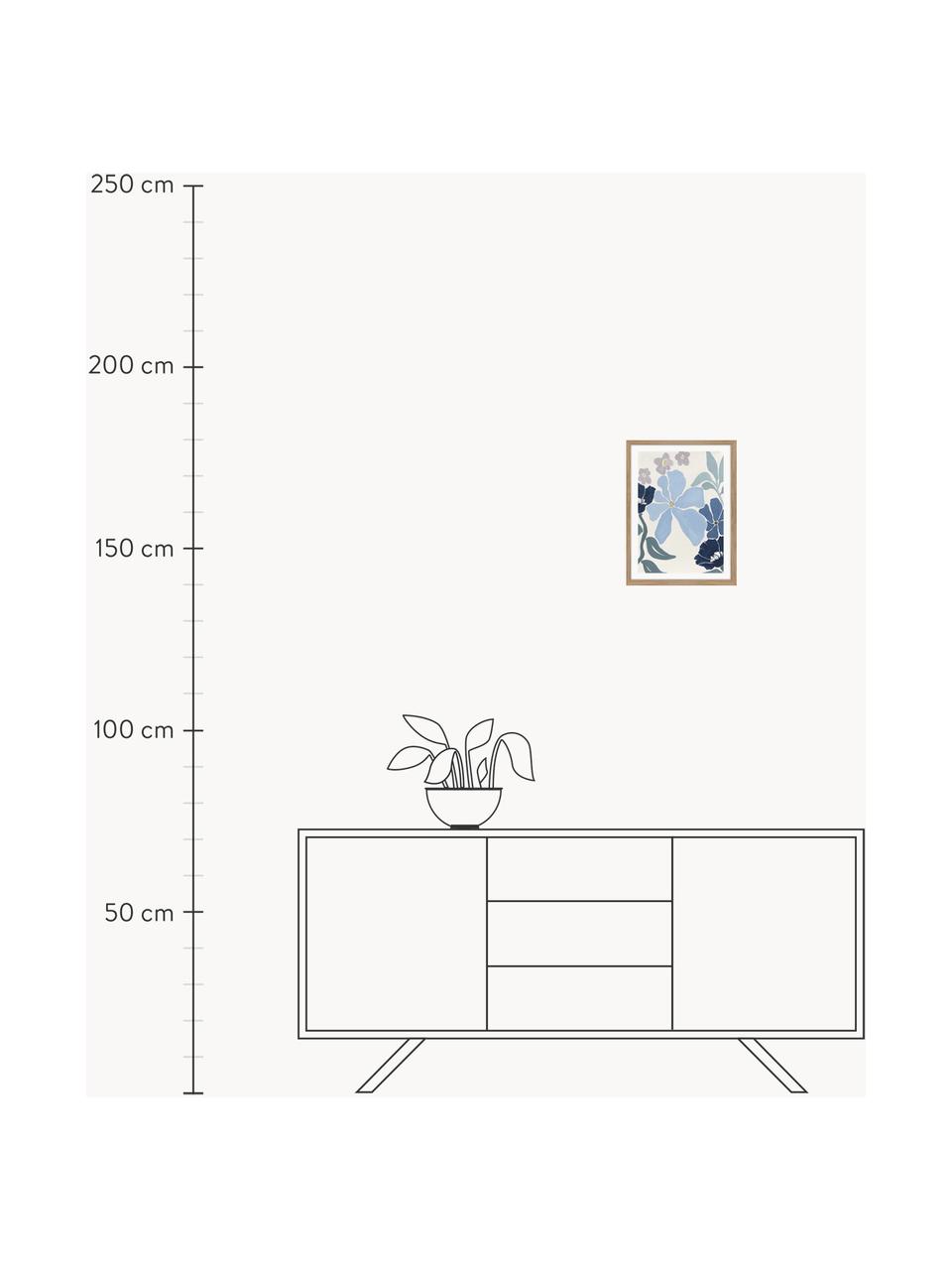 Gerahmter Digitaldruck This Season 2, Bild: Hartgepresster Karton, Rahmen: Eichenholz, Off White, Blautöne, Lavendel, B 30 x H 40 cm
