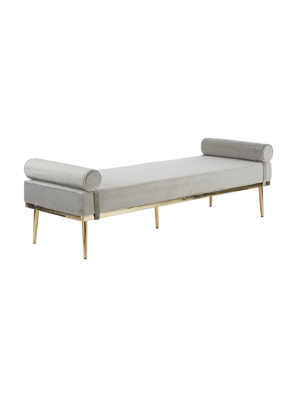 Chaise-longue lettino in velluto grigio Aurora, Rivestimento: velluto (poliestere di al, Gambe: metallo rivestito, Velluto grigio, Larg. 180 x Alt. 42 cm