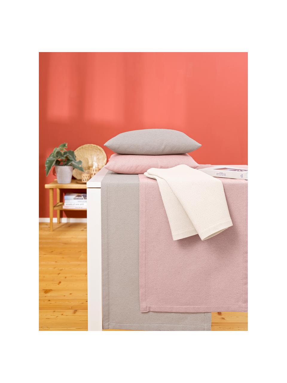 Waffelpiqué-Tischläufer Kubo in Rosa, 65% Baumwolle, 35% Polyester, Altrosa, 40 x 145 cm