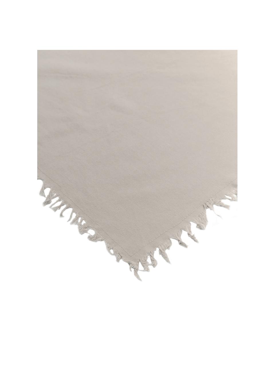 Mantel de algodón con flecos Nalia, Algodón, Beige, De 4 a 6 comensales (An 160 x L 160 cm)