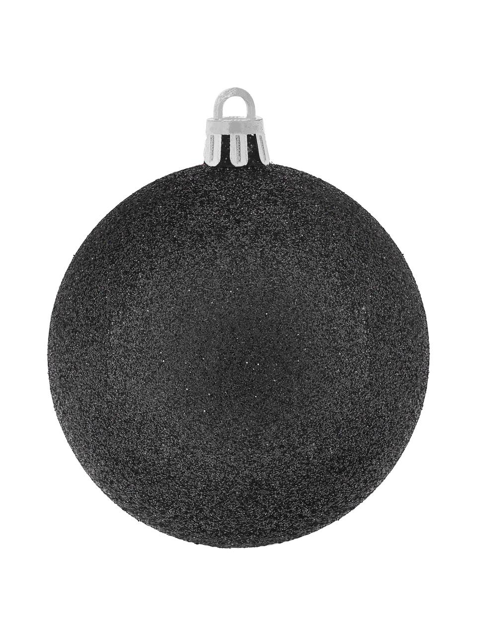 Breukvaste kerstballenset Victoria, 60 delig, Polystyreen, Zwart, zilverkleurig, Ø 7 cm