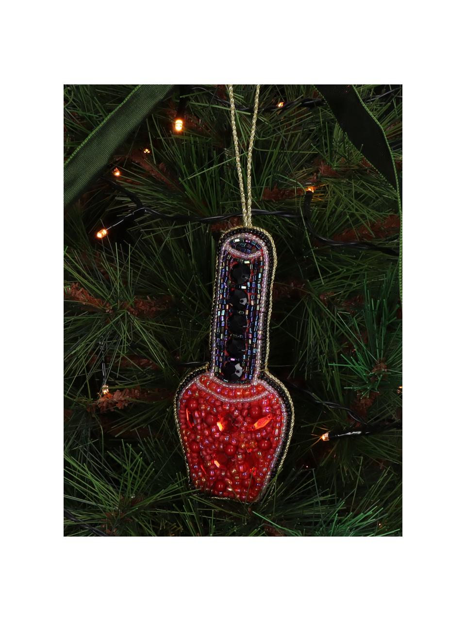 Décoration de sapin de Noël Nail Polish, Perles, Rouge, noir, larg. 6 x haut. 13 cm