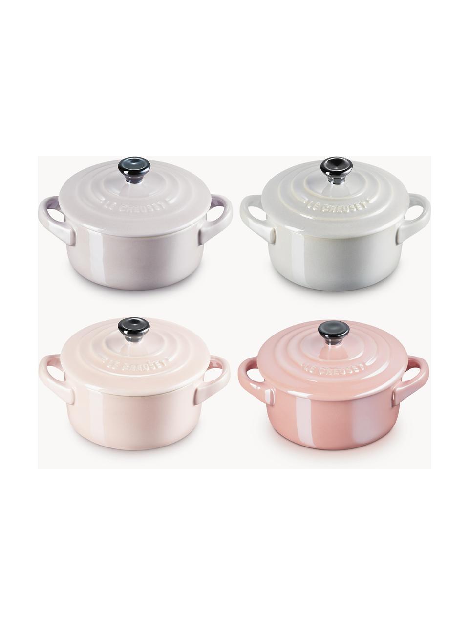 Töpfchen Cocotte Mini, 4er-Set, Steinzeug, Rosa- und Grautöne, Schwarz, Ø 10 x H 8 cm, 250 ml