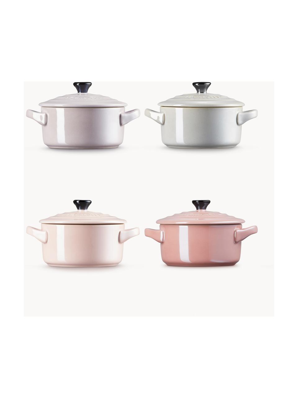 Töpfchen Cocotte Mini, 4er-Set, Steinzeug, Rosa- und Grautöne, Schwarz, Ø 10 x H 8 cm, 250 ml