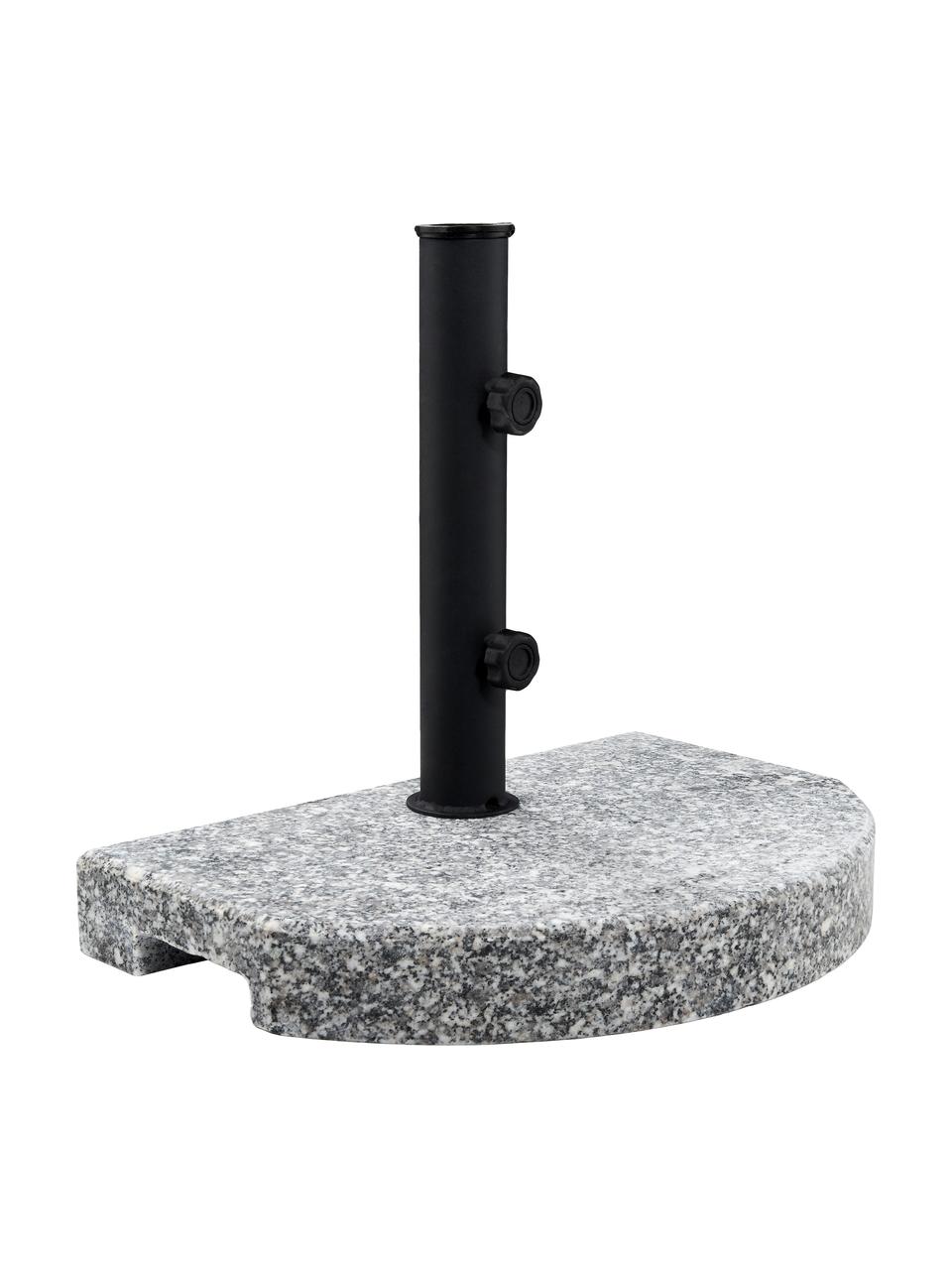 Sonnenschirmständer The Rock, Granit, Stahl, beschichtet, Grau, Schwarz, 40 x 33 cm