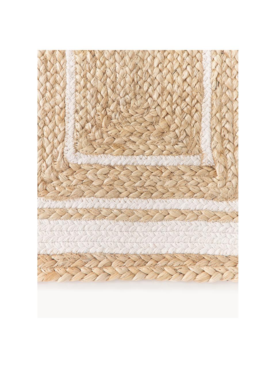 Handgewebte Jute-Fussmatte Clover, 75 % Jute, 25 % Baumwolle

Das in diesem Produkt verwendete Material ist schadstoffgeprüft und zertifiziert nach STANDARD 100 by OEKO-TEX® 16.HIN.79297 HOHENSTEIN HTTI., Braun, Weiss, B 50 x L 80 cm