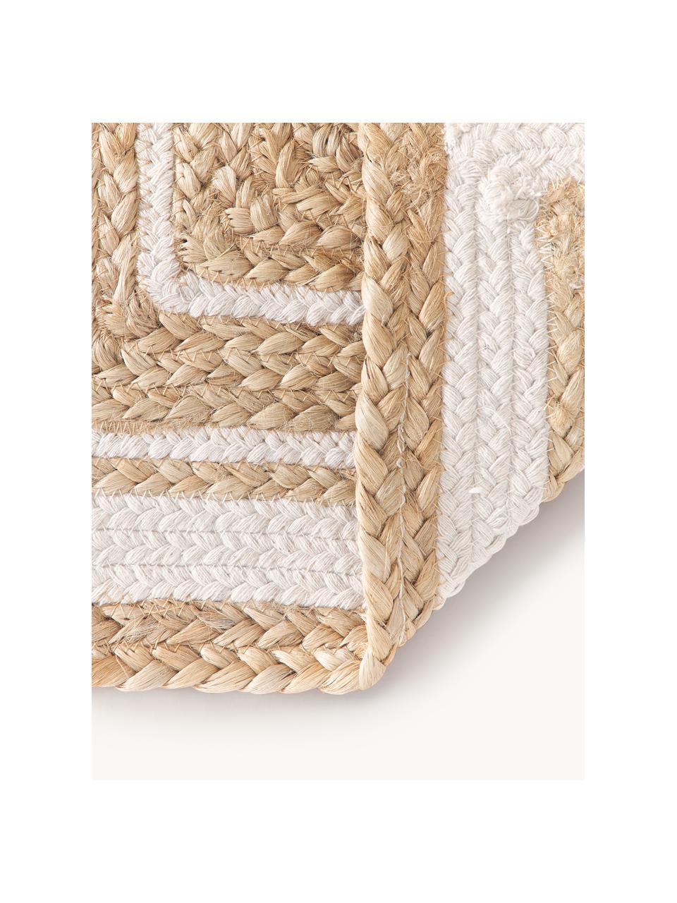 Handgewebte Jute-Fussmatte Clover, 75 % Jute, 25 % Baumwolle

Das in diesem Produkt verwendete Material ist schadstoffgeprüft und zertifiziert nach STANDARD 100 by OEKO-TEX® 16.HIN.79297 HOHENSTEIN HTTI., Braun, Weiss, B 50 x L 80 cm