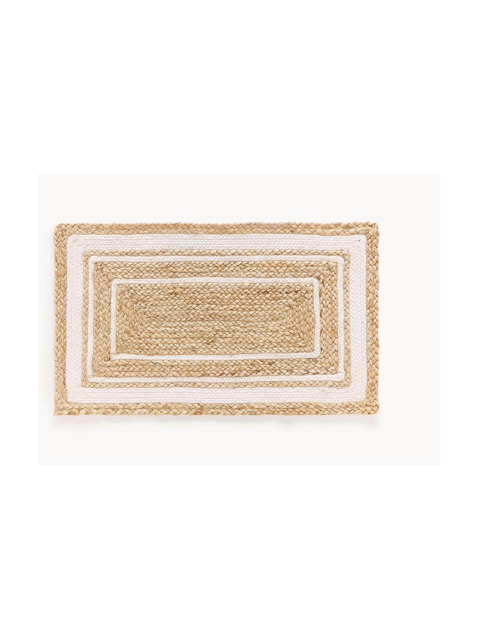 Handgewebte Jute-Fußmatte Clover, 75 % Jute, 25 % Baumwolle

Das in diesem Produkt verwendete Material ist schadstoffgeprüft und zertifiziert nach STANDARD 100 by OEKO-TEX® 16.HIN.79297 HOHENSTEIN HTTI., Braun, Weiß, B 50 x L 80 cm