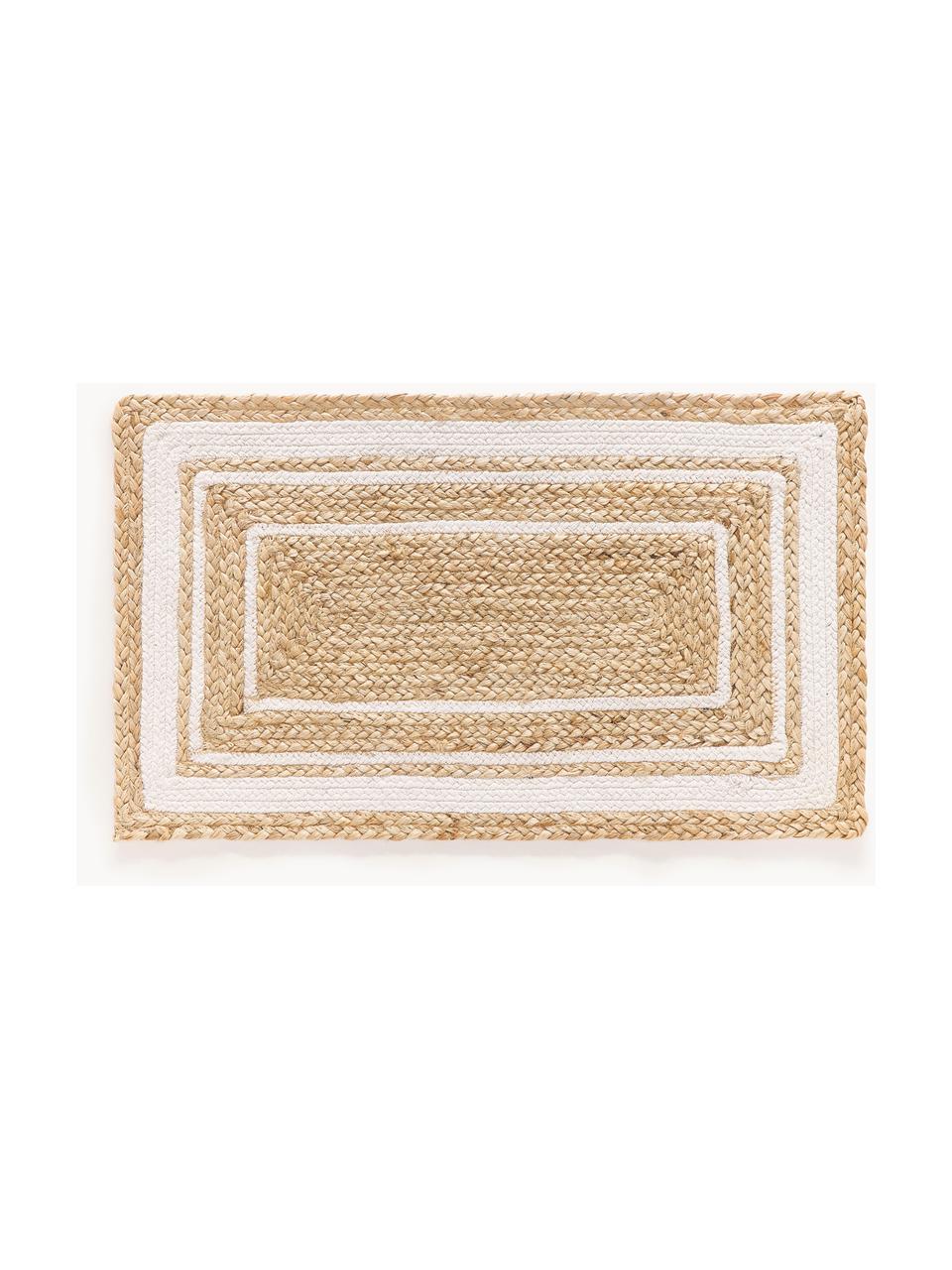 Handgewebte Jute-Fußmatte Clover, 75 % Jute, 25 % Baumwolle

Das in diesem Produkt verwendete Material ist schadstoffgeprüft und zertifiziert nach STANDARD 100 by OEKO-TEX® 16.HIN.79297 HOHENSTEIN HTTI., Braun, Weiß, B 50 x L 80 cm