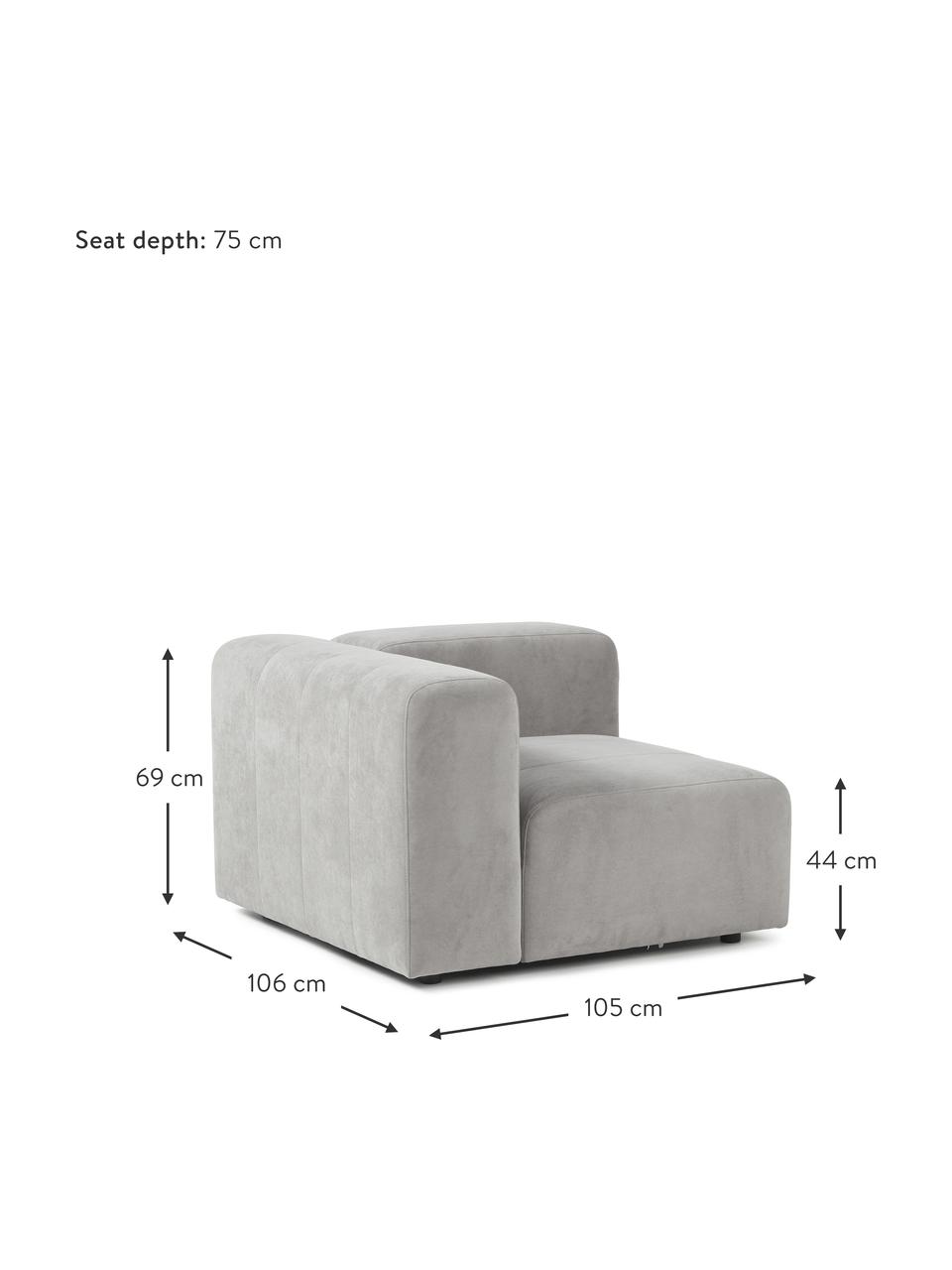 Hoekmodule Lena, Bekleding: geweven stof (88% polyest, Frame: grenenhout, multiplex, ha, Poten: kunststof, Geweven stof zilvergrijs, B 105 x D 106 cm, hoekdeel links