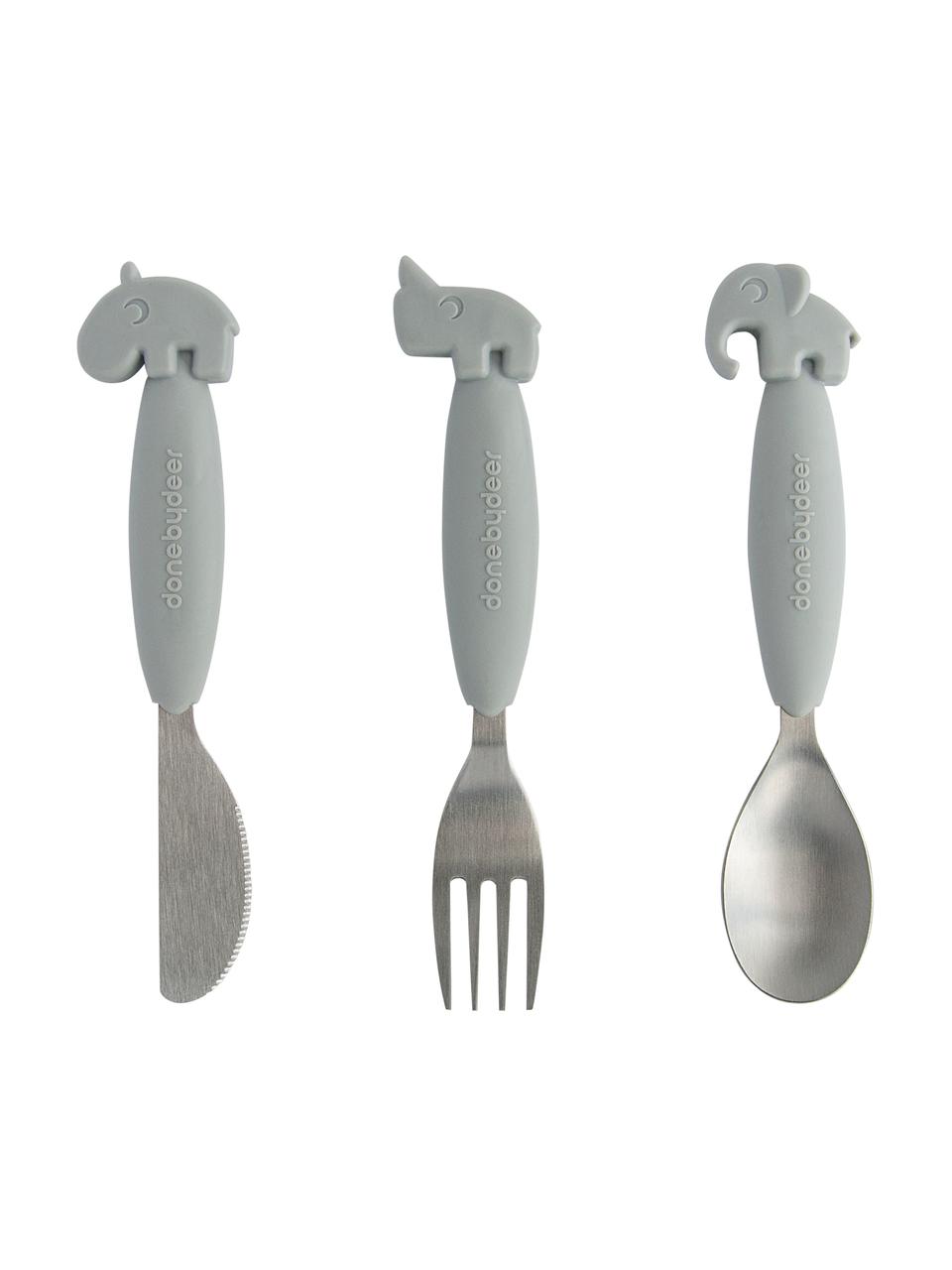 Ménagère enfant YummyPlus, 3 élém., Gris, Long. 14 cm