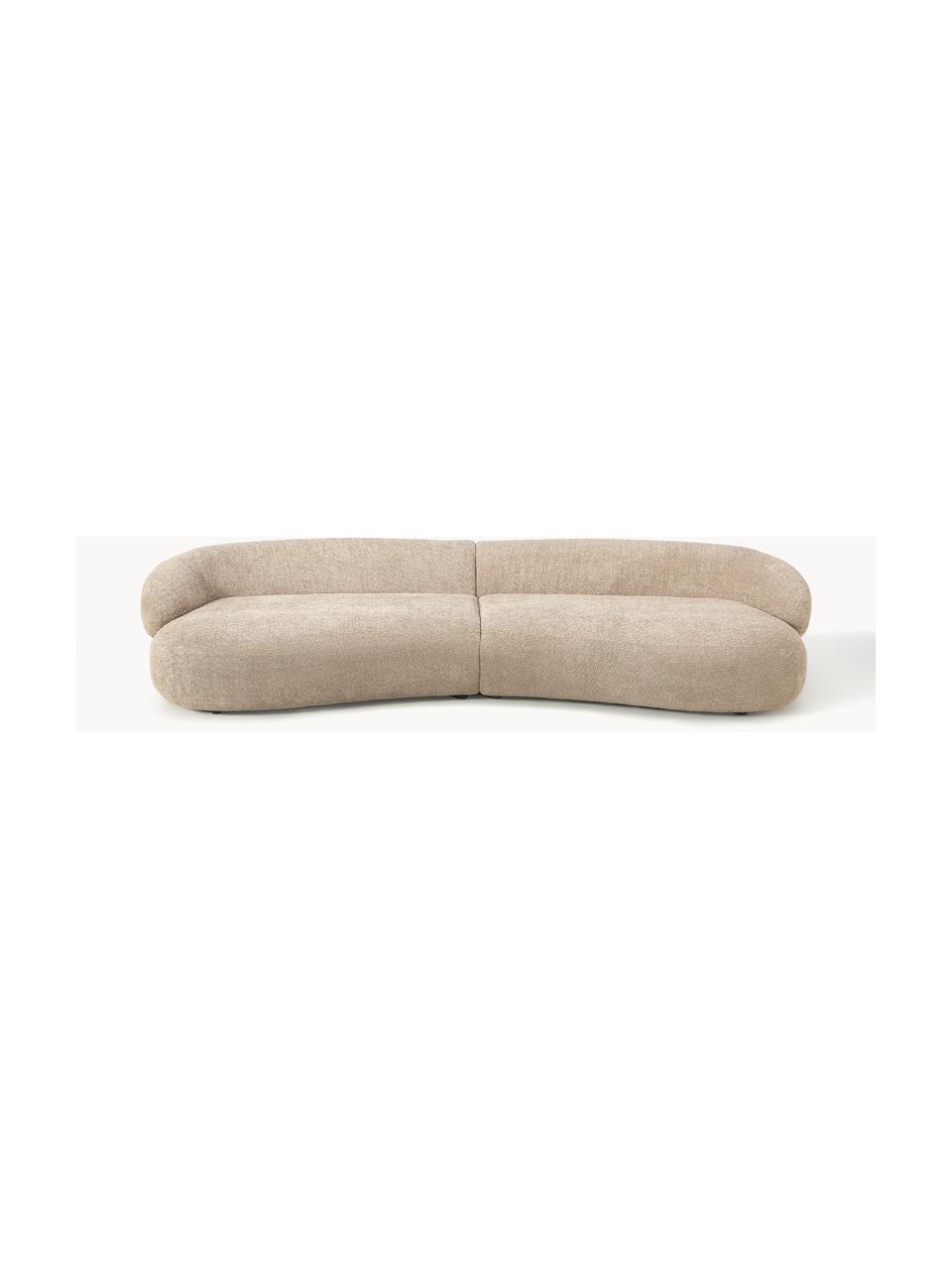 Divano 4 posti in teddy bouclé Alba, Rivestimento: 100% poliestere Il rivest, Struttura: legno massiccio di abete , Piedini: plastica, Teddy-bouclé beige, Larg. 326 x Prof. 112 cm