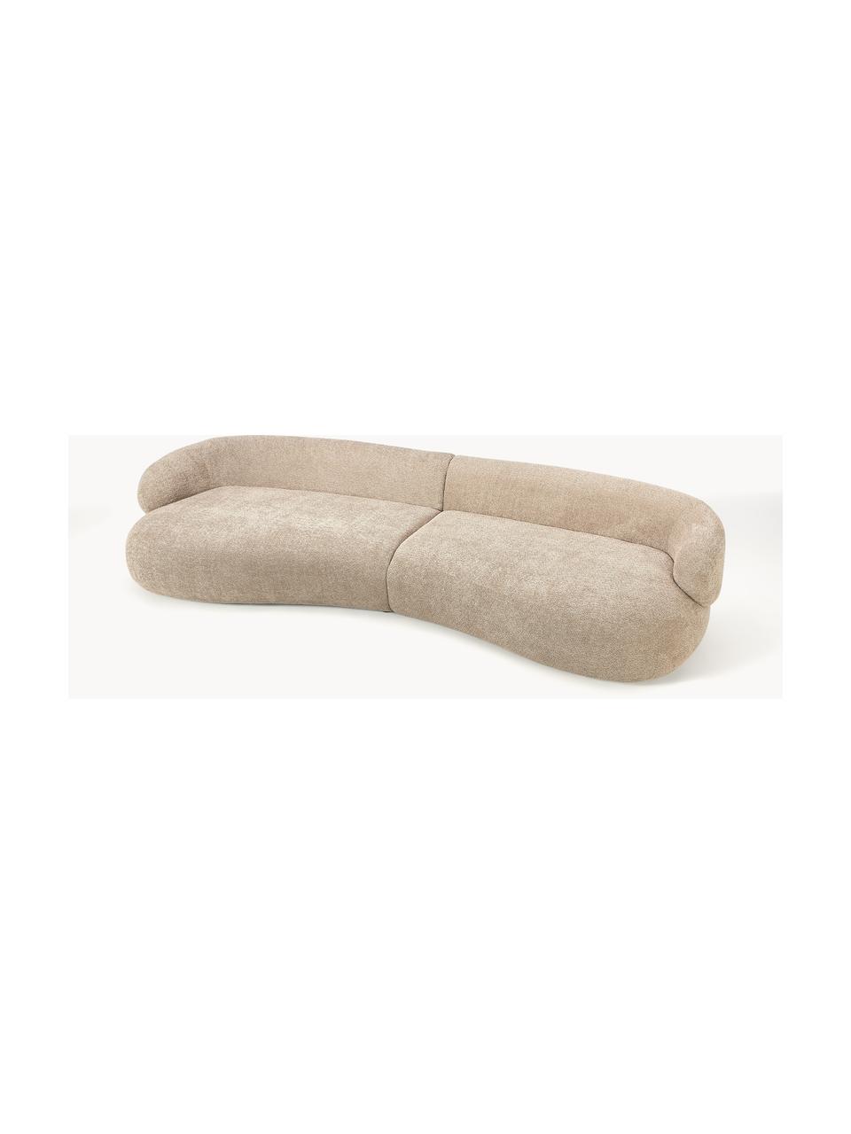 Divano 4 posti in teddy bouclé Alba, Rivestimento: 100% poliestere Il rivest, Struttura: legno massiccio di abete , Piedini: plastica, Teddy-bouclé beige, Larg. 326 x Prof. 112 cm