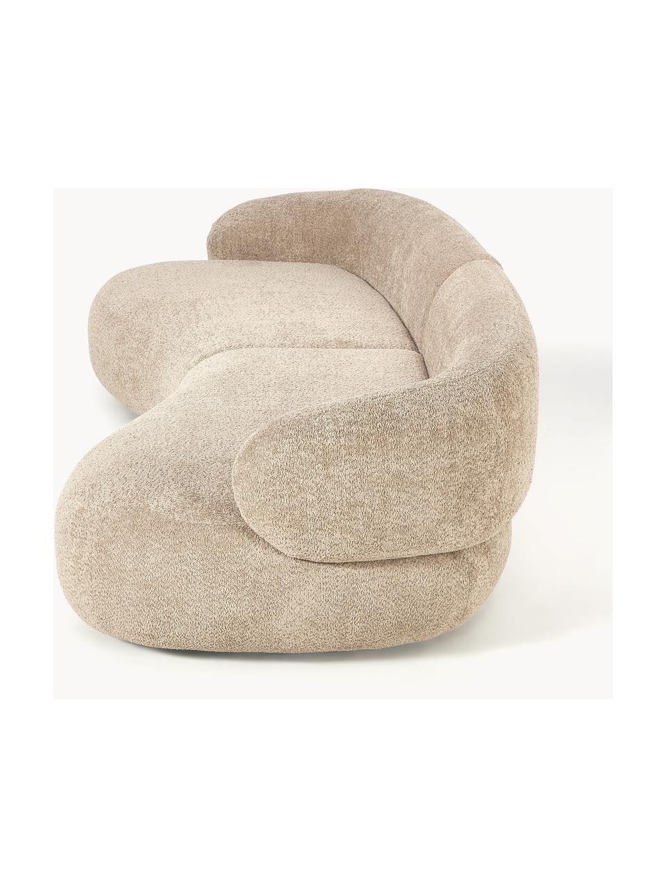 Sofá en tejido bouclé Alba (4 plazas), Tapizado: 100% poliéster Alta resis, Estructura: madera de abeto maciza, m, Patas: plástico, Tejido beige, An 326 x F 112 cm