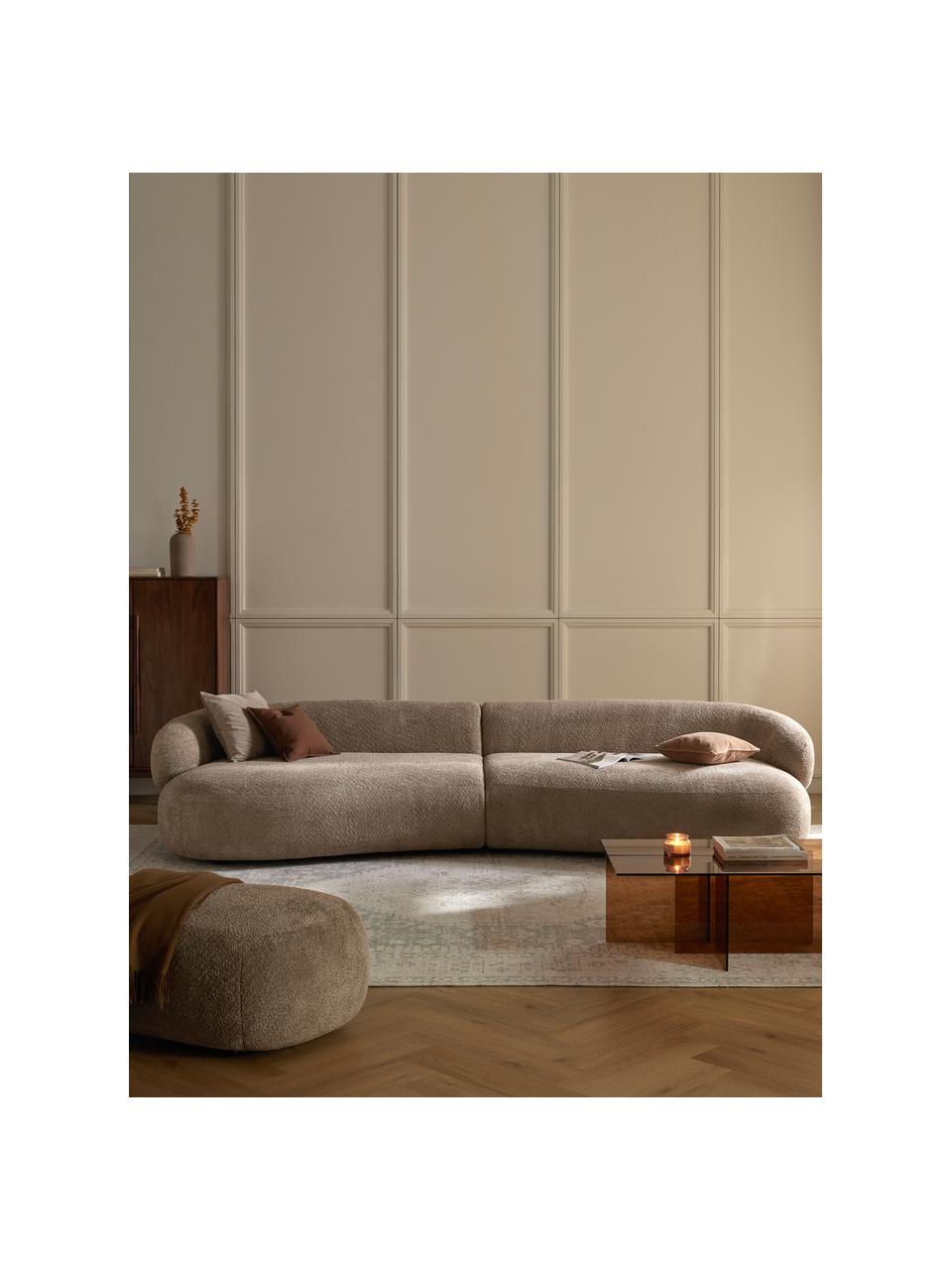 Sofa Alba (4-Sitzer) aus Teddy-Bouclé, Bezug: 100 % Polyester Der strap, Gestell: Massives Fichtenholz, Kie, Füße: Kunststoff Dieses Produkt, Teddy-Bouclé Beige, B 326 x T 112 cm