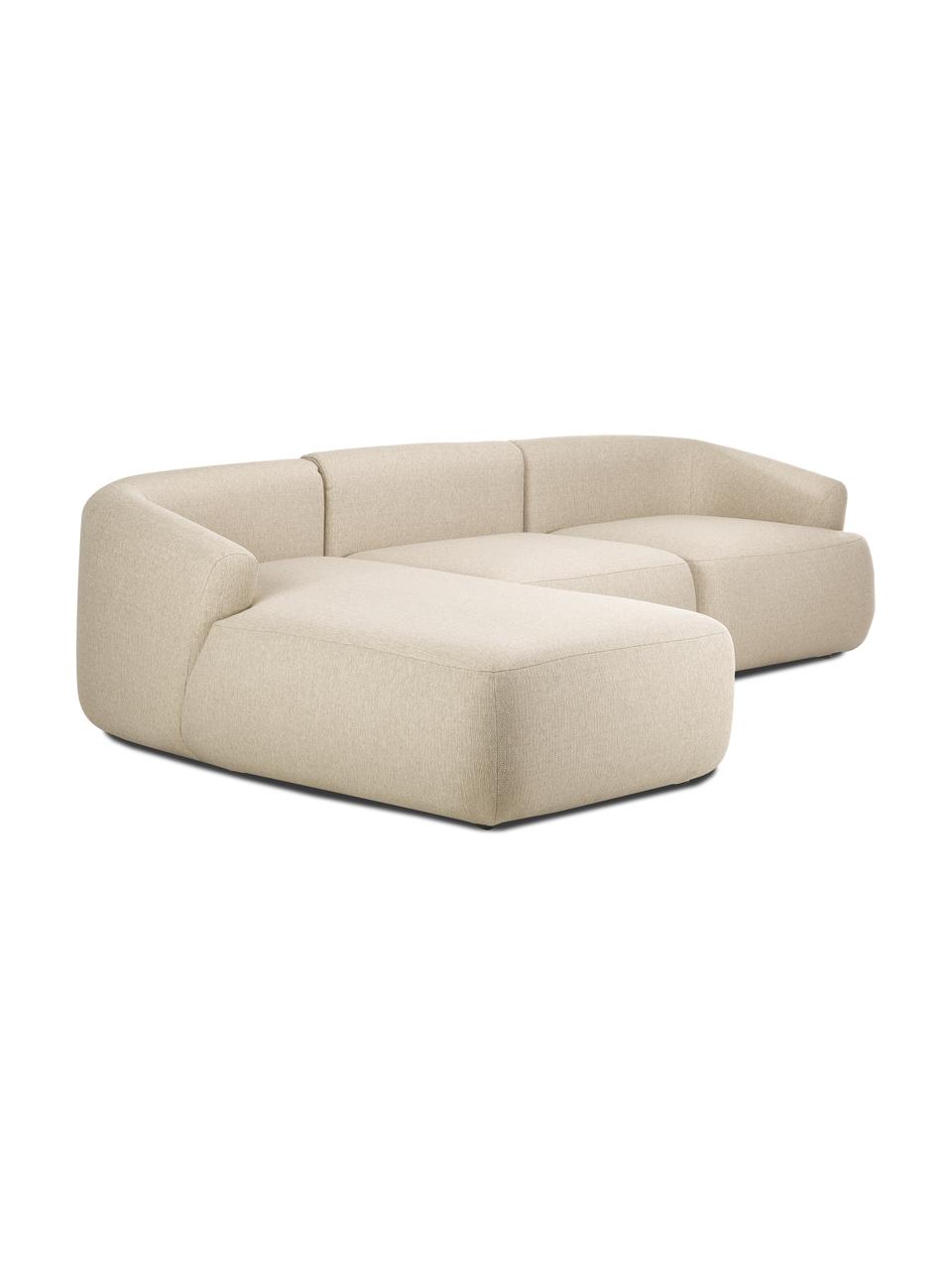 Sofá rinconera modular Sofia, Tapizado: 100% polipropileno Alta r, Tapizado: relleno de espuma, Estructura: madera de pino macizo, ag, Patas: plástico, Tejido beige, An 278 x F 174 cm, chaise longue izquierda