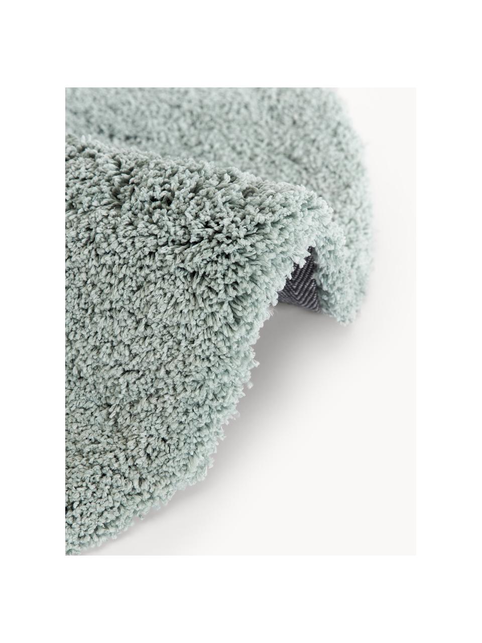Flauschiger runder Hochflor-Teppich Leighton, Flor: Mikrofaser (100 % Polyest, Salbeigrün, Ø 200 cm (Grösse L)