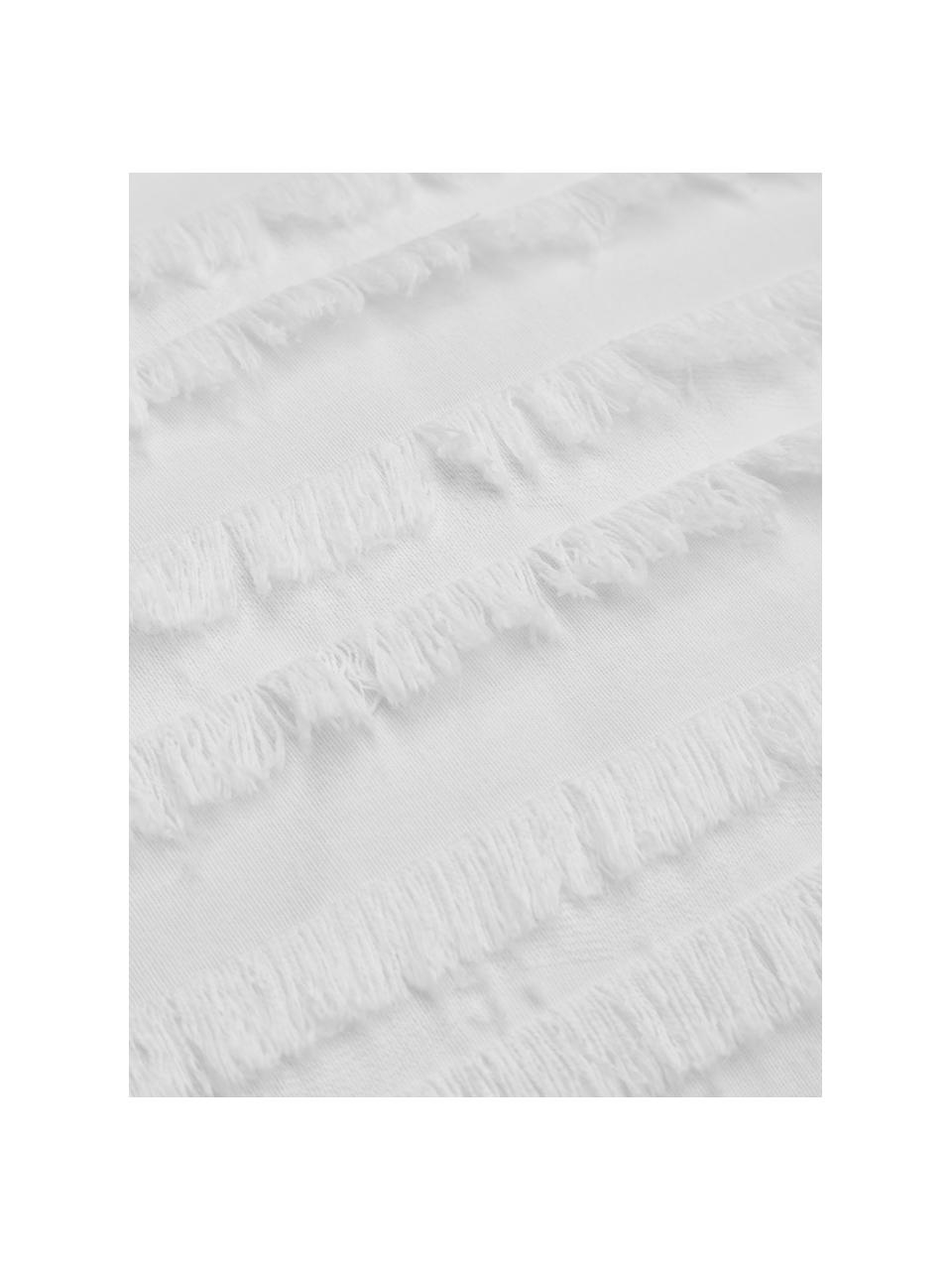 Housse de coussin rectangulaire blanche Jessie, 88 % coton, 7 % viscose, 5 % lin, Blanc, larg. 30 x long. 50 cm