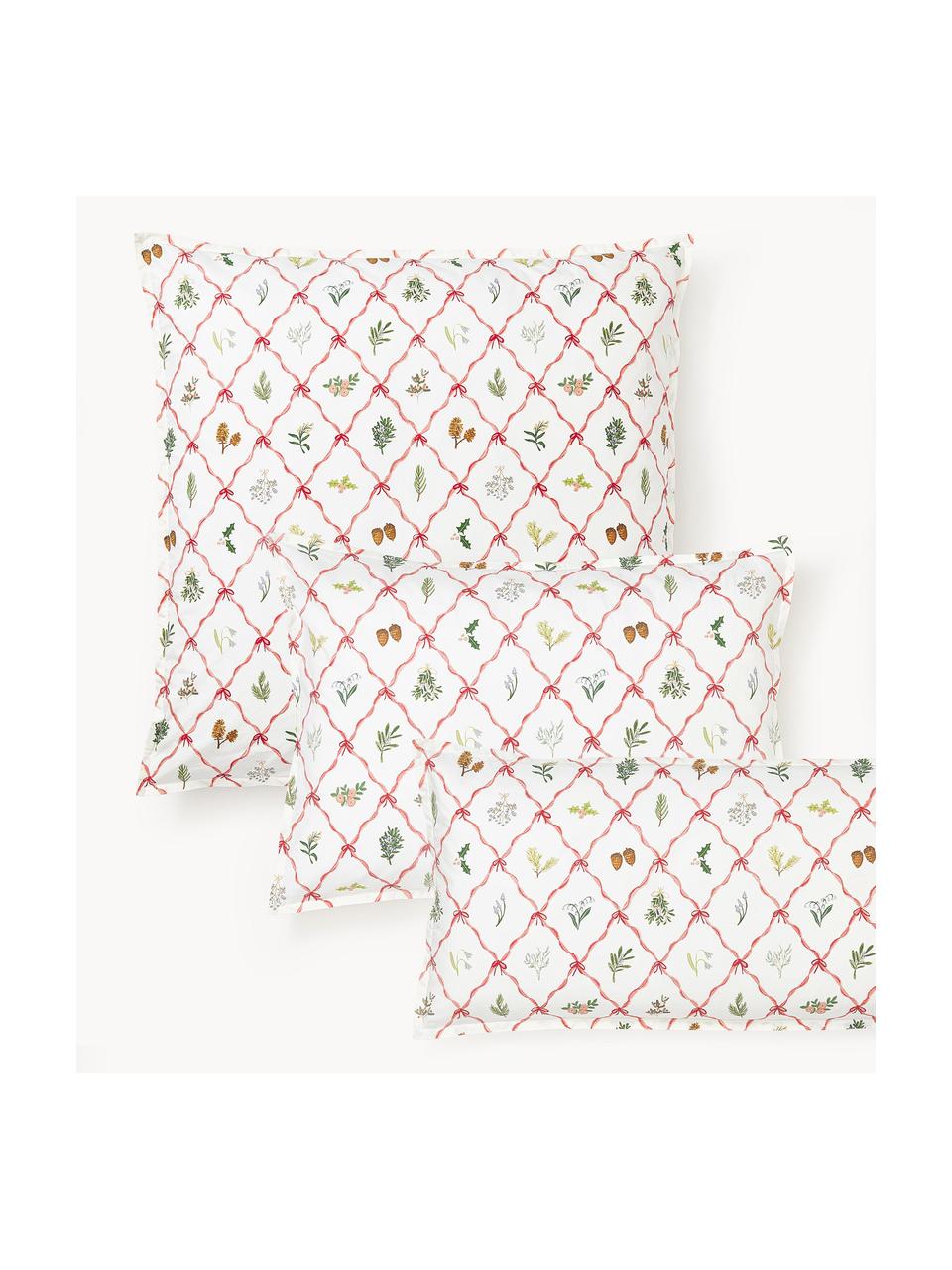 Funda de almohada doble cara de percal invernal Twings, Off White, multicolor, An 45 x L 110 cm