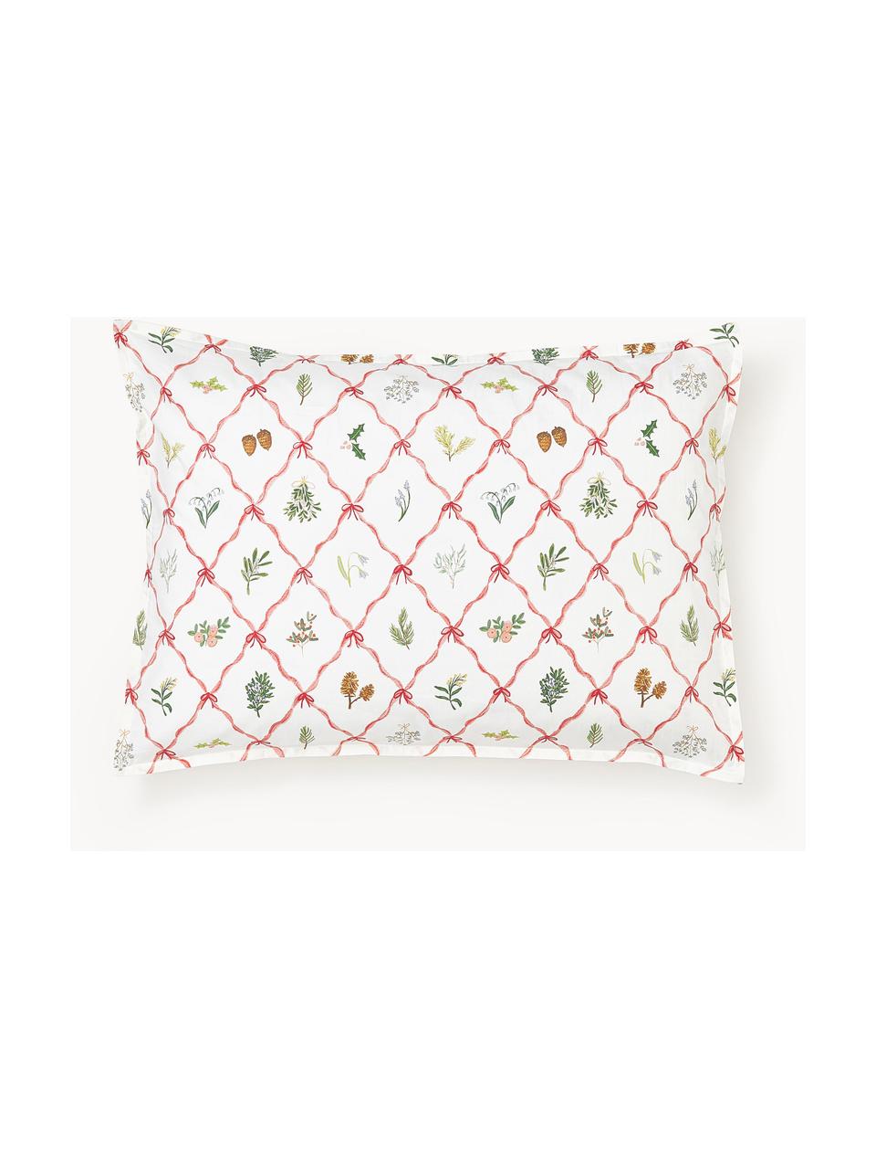 Funda de almohada doble cara de percal invernal Twings, Off White, multicolor, An 45 x L 110 cm