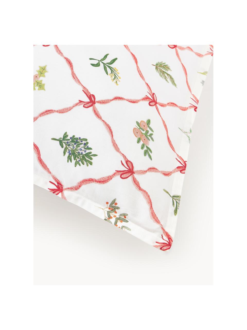 Taie d'oreiller réversible en percale de coton à imprimé hivernal Twigs, Blanc cassé, multicolore, larg. 50 x long. 70 cm