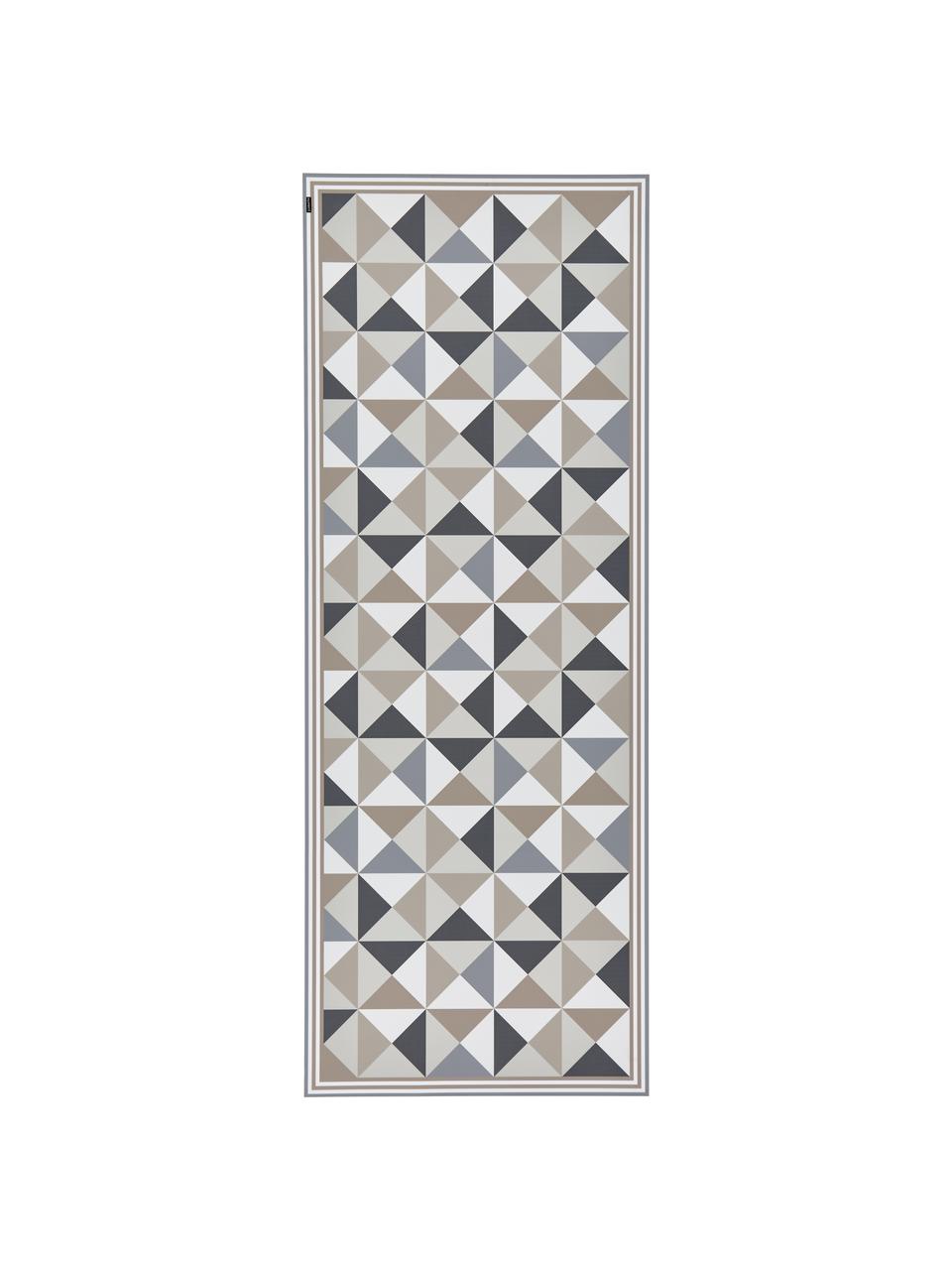 Tapis antidérapant intérieur extérieur en vinyle Haakon, Vinyle, recyclable, Tons gris et beiges, larg. 65 x long. 255 cm