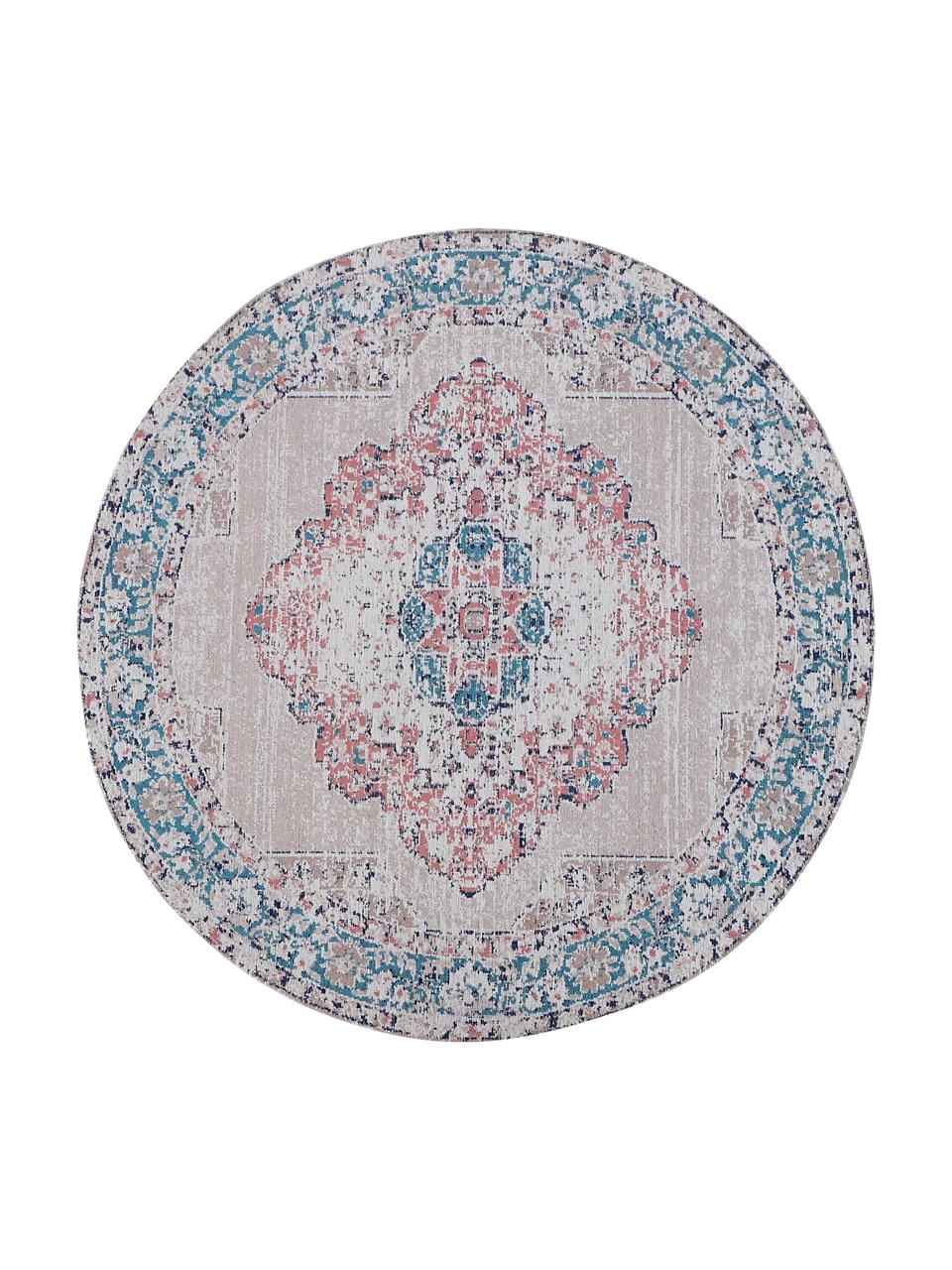 Tapis chenille rond vintage Avignon, Bleu, Ø 120 cm (taille S)