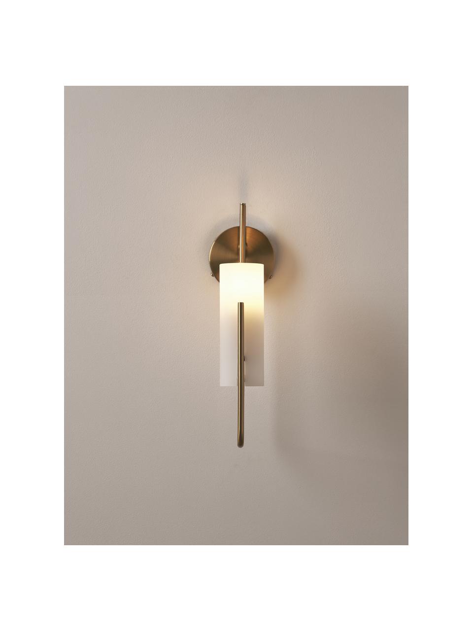 Wandleuchte Vivian, Lampenschirm: Opalglas, Goldfarben, B 13 x H 36 cm