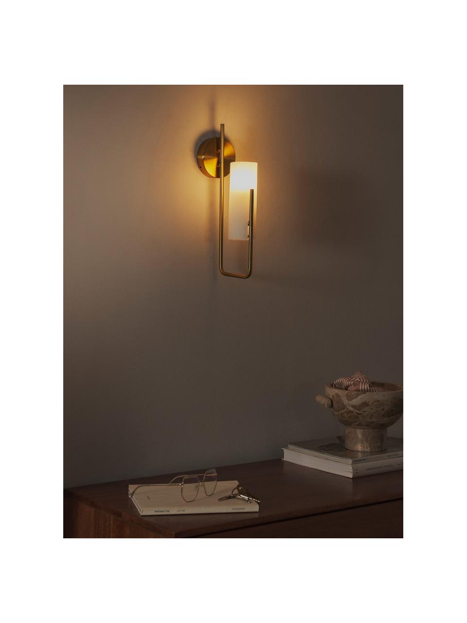 Wandlamp Vivian, Lampenkap: opaalglas, Goudkleurig, B 13 x H 36 cm