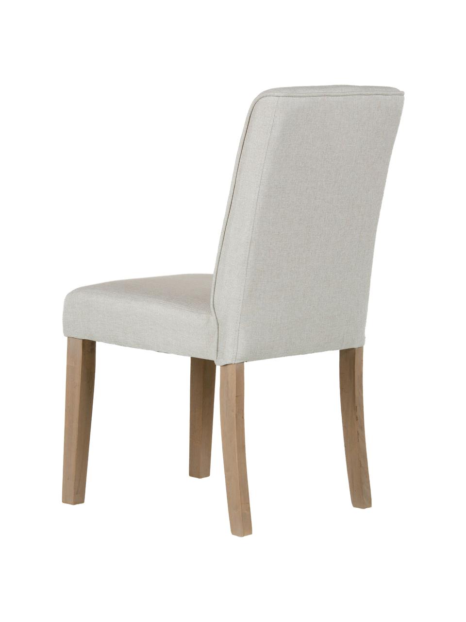 Silla tapizada en lino Capitone, Tapizado: lino, 230 g/m², Patas: madera de caucho, Crema, An 47 x F 52 cm