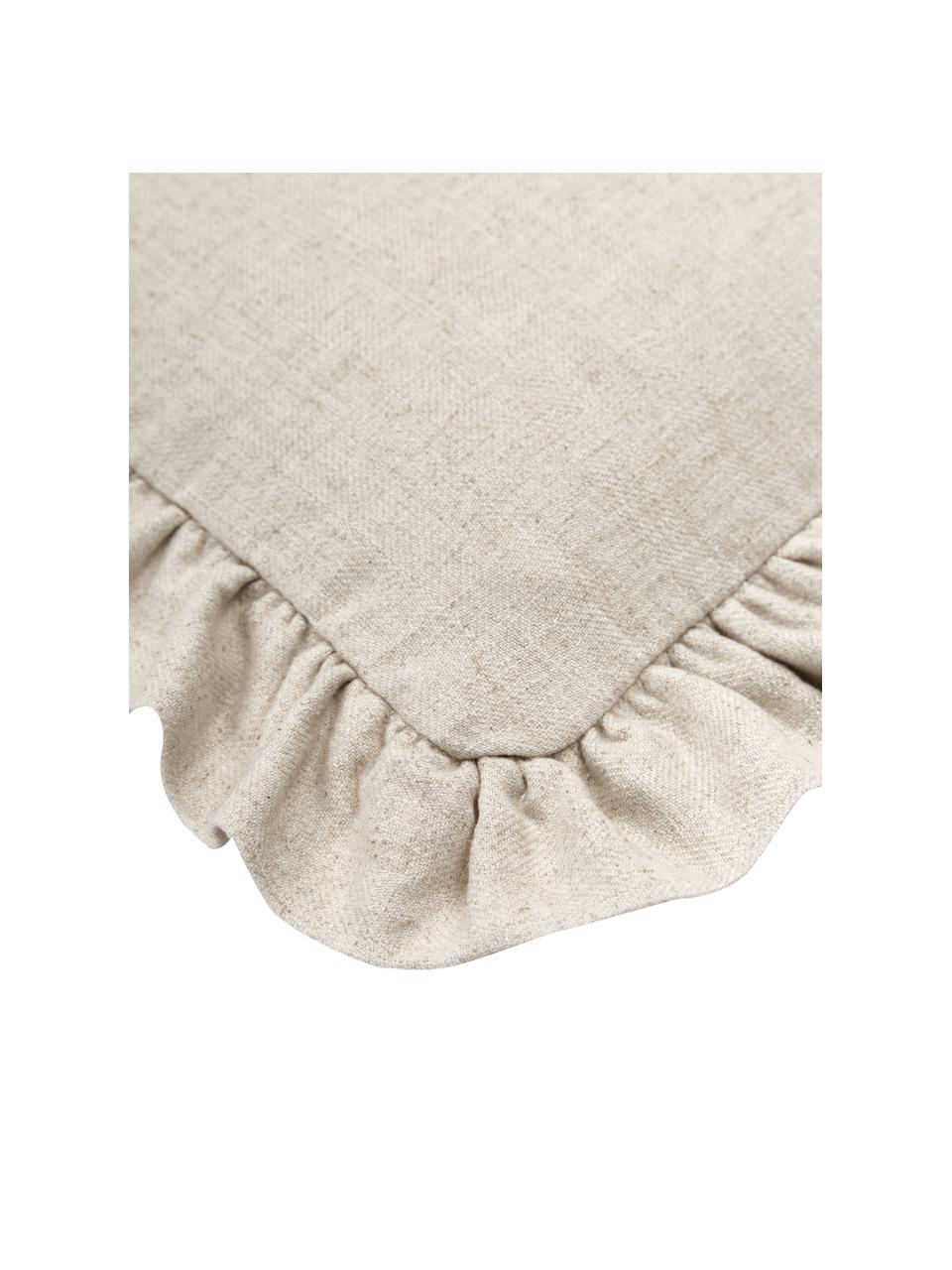 Povlak na polštář s volánky Camille, 60 % polyester, 25 % bavlna, 15 % len, Béžová, Š 45 cm, D 45 cm