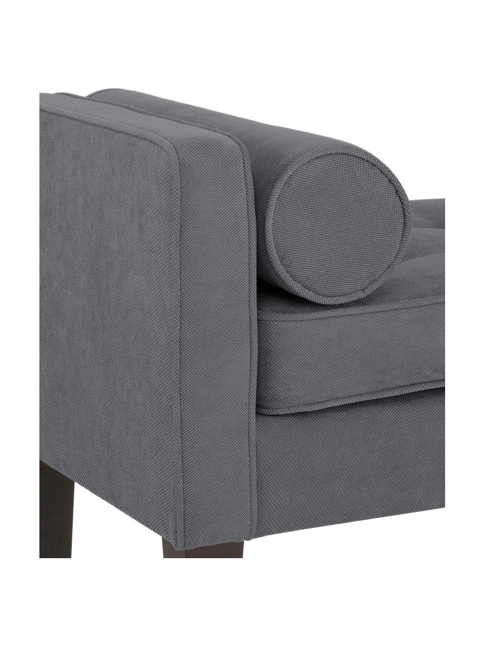 Panca con cuscino Mia, Rivestimento: 92% poliestere, 8% nylon, Gambe: legno di betulla vernicia, Rivestimento: grigio scuro Gambe: nero, Larg. 115 x Alt. 61 cm