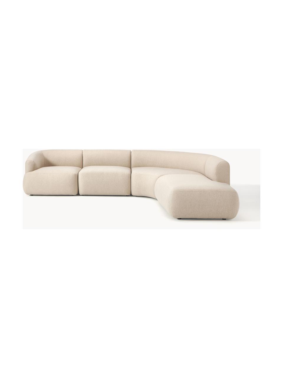 Sofá rinconera modular Sofia (4 plazas), Tapizado: 100% polipropileno Alta r, Estructura: madera de abeto, tablero , Patas: plástico El material util, Tejido beige claro, An 319 x F 298 cm, chaise longue derecha