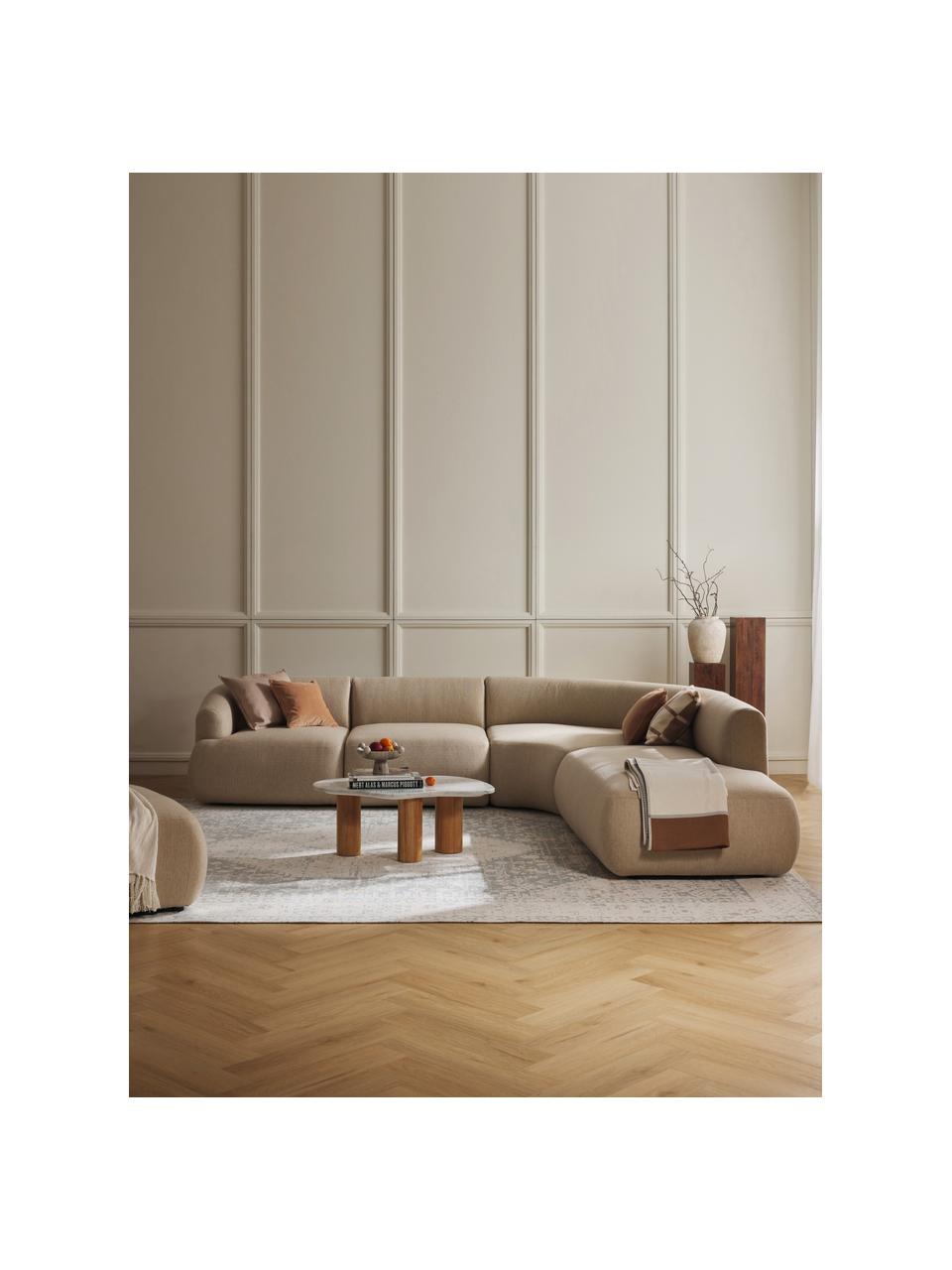 Divano angolare componibile 4 posti Sofia, Rivestimento: 100% poliestere Il rivest, Struttura: legno di abete rosso, tru, Piedini: plastica Il materiale uti, Tessuto beige chiaro, Larg. 319 x Prof. 298 cm, chaise longue a destra