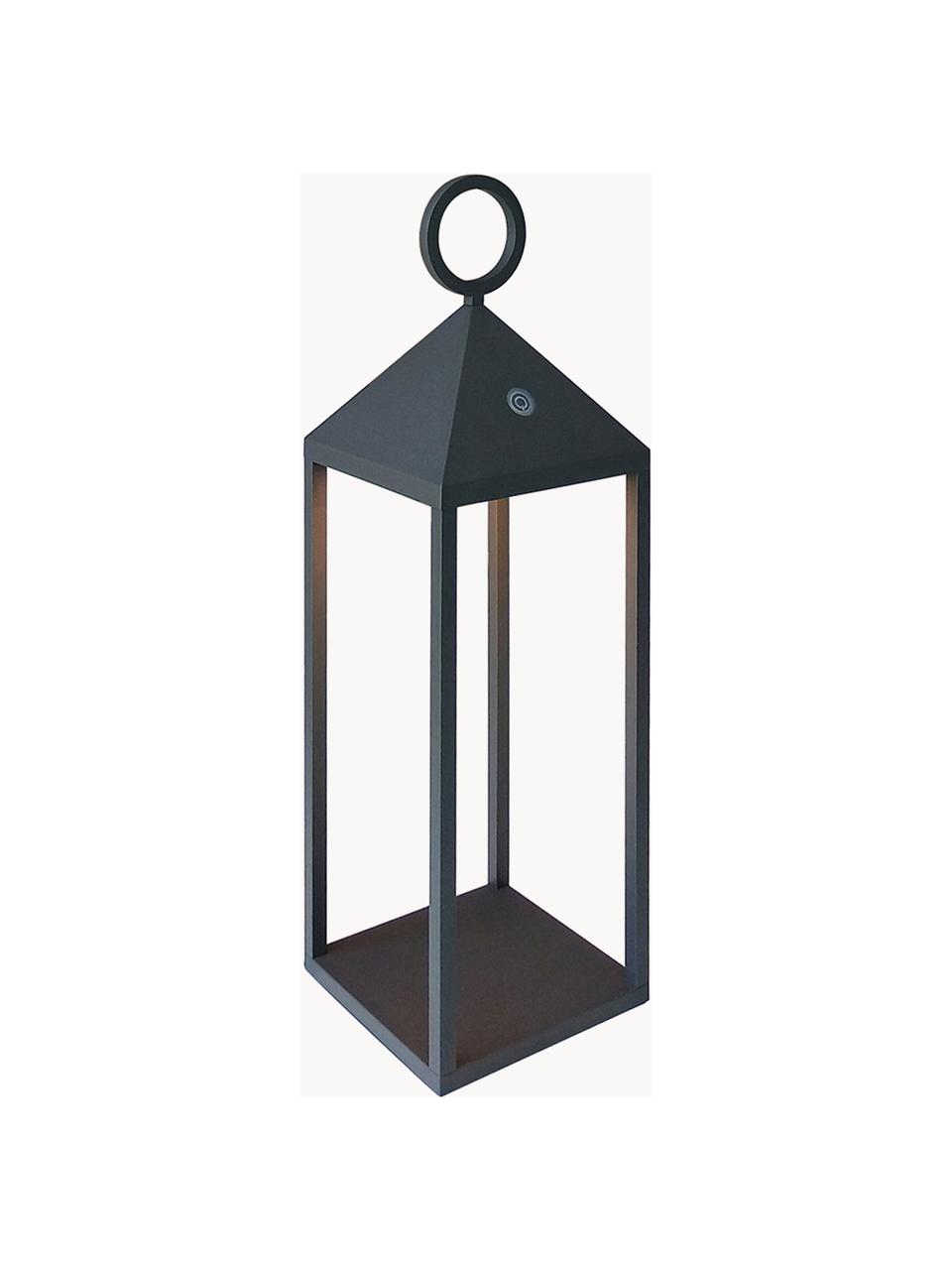 Mobiele dimbare outdoor tafellamp Nuna met touch functie, Lamp: gecoat aluminium, Zwart, B 14 x H 47 cm