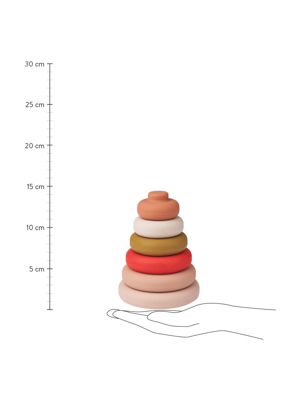 Jouet à empiler Dag, 7 élém., 100 % silicone, Rose, multicolore, Ø 10 x haut. 13 cm