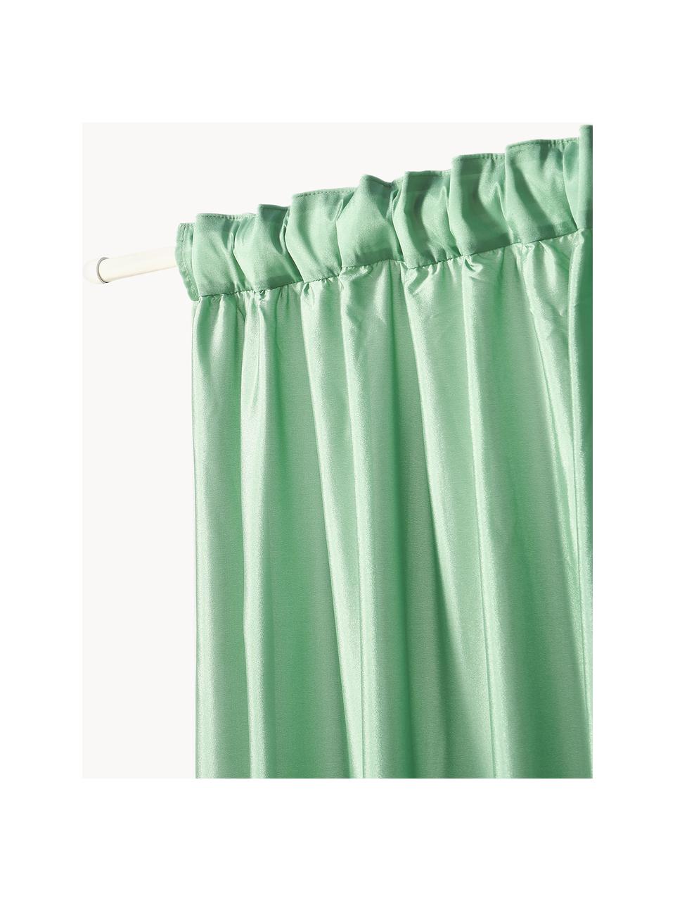 Cortinas opacas con multibanda Meaux, 2 uds., 100% poliéster, Verde menta, An 140 x L 250 cm