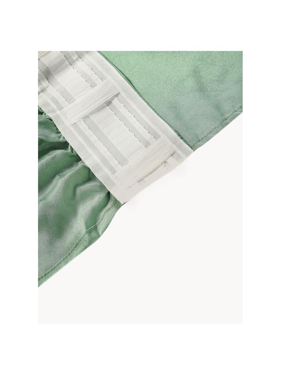 Rideaux opaques avec ruflette multiple Meaux, 2 pièces, 100 % polyester, Vert menthe, larg. 140 x long. 250 cm