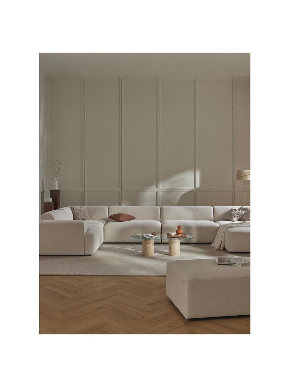 Divano ampio angolare XL Melva, Rivestimento: 100% poliestere Con 115.0, Struttura: legno massiccio di pino e, Piedini: plastica Questo prodotto , Tessuto bianco latte, Larg. 458 x Prof. 220 cm, chaise-longue a sinistra