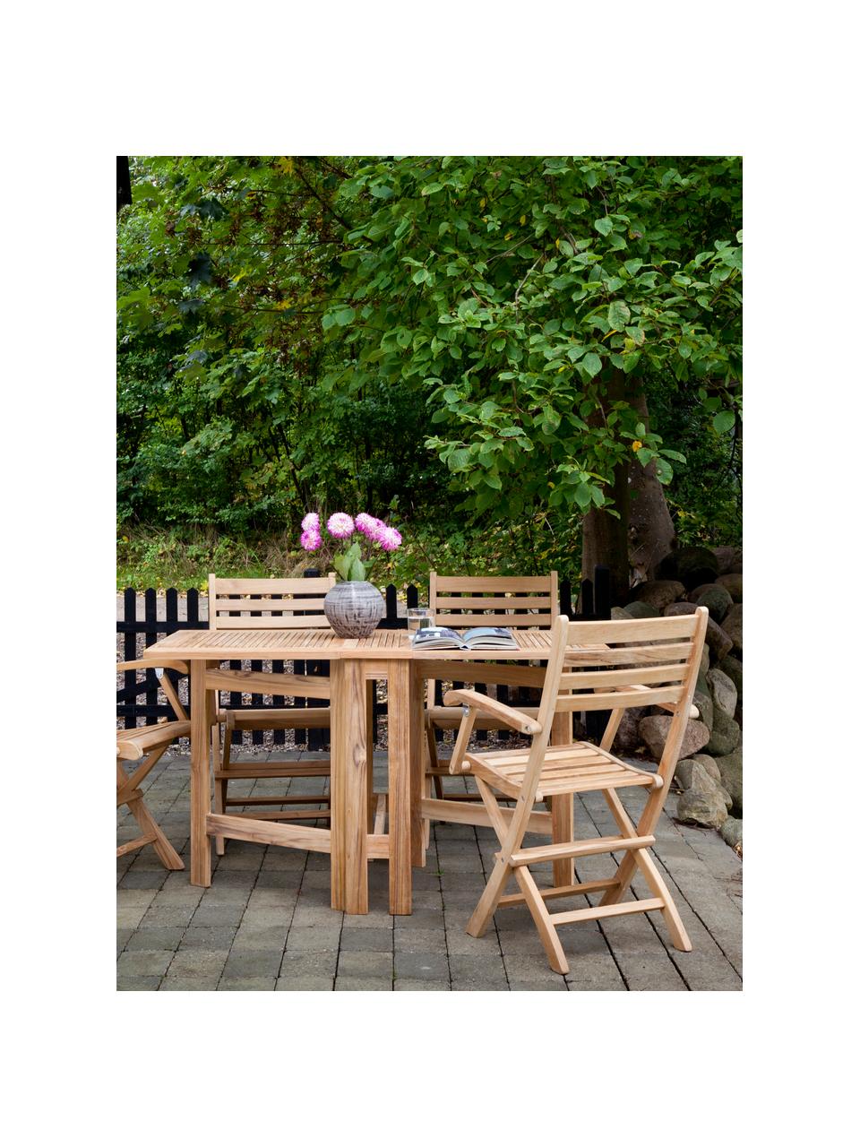 Skladací záhradný stôl Butterfly, Tíkové drevo, brúsené, Tíkové drevo, Š 130 x V 72 cm