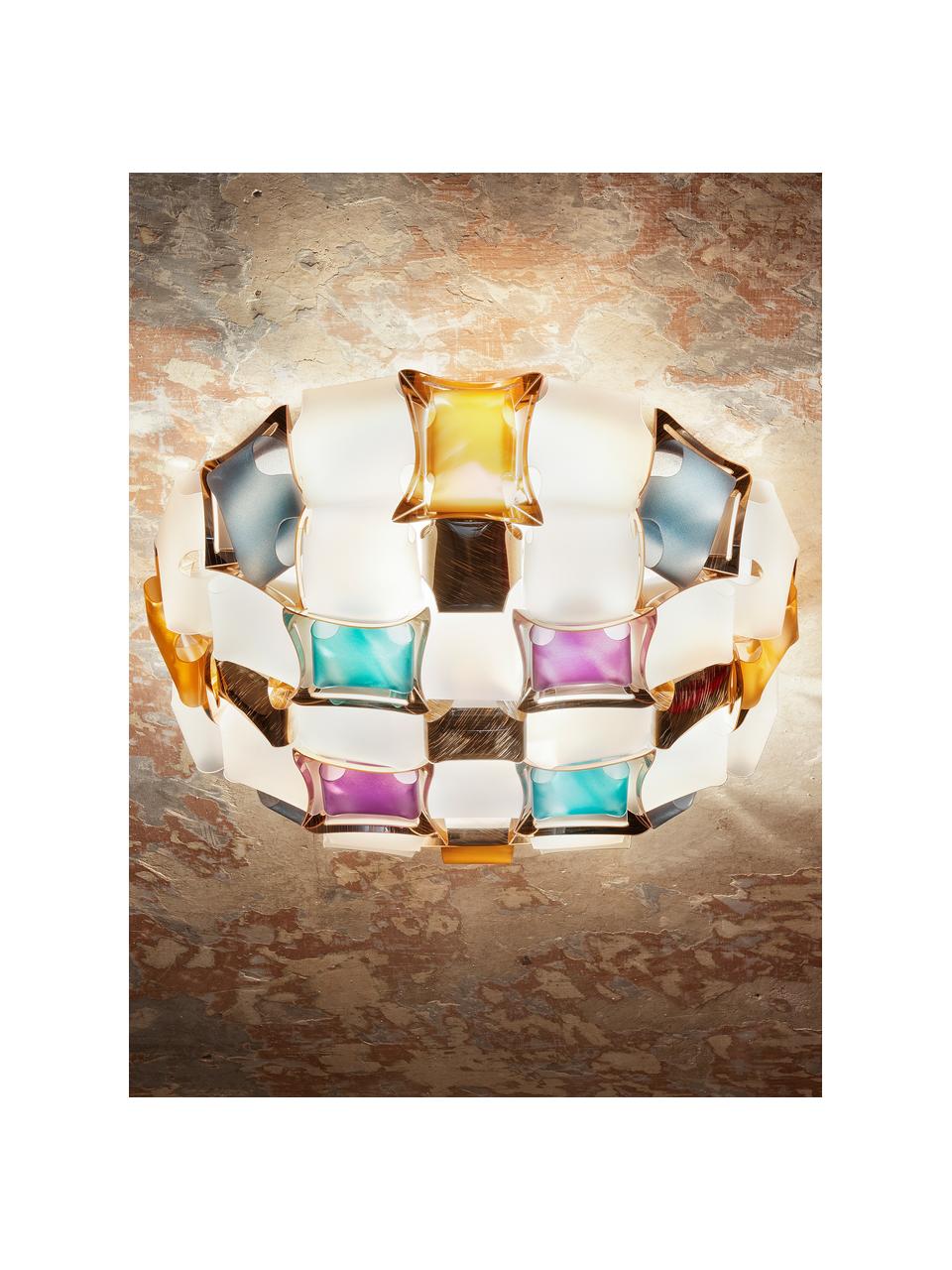 Dizajnová stropná lampa z plastu Mida, Biela, viacfarebná, Š 50 x V 16 cm