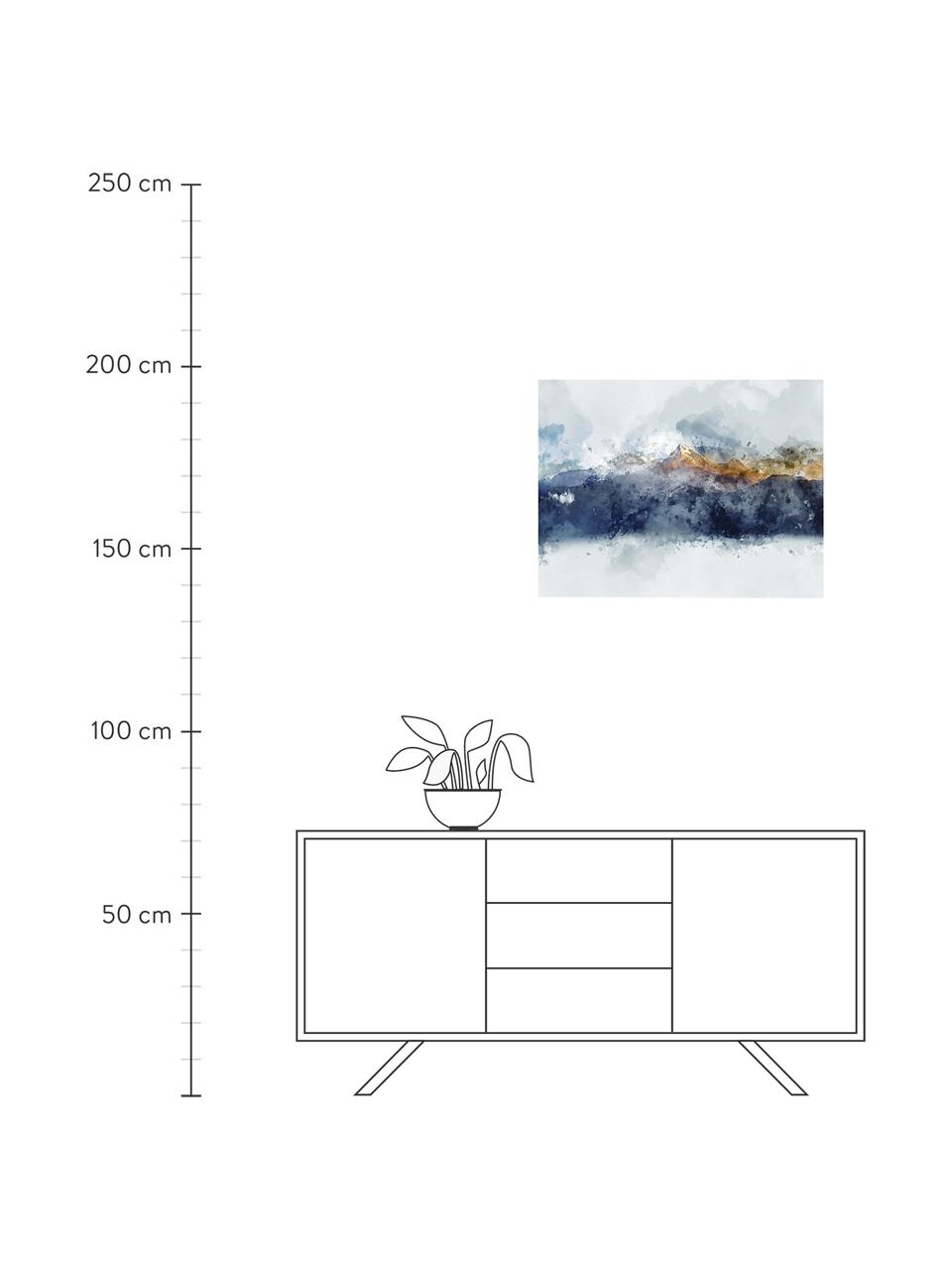 Stampa su tela Abstract Mountain, Immagine: stampa digitale su lino, Multicolore, Larg. 80 x Alt. 60 cm